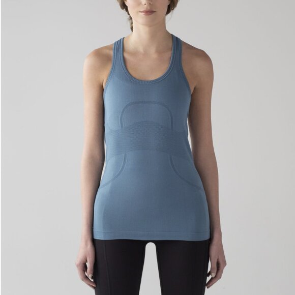 Lululemon Swiftly Tech Racerback Illuminight Blue Tank Top Silverescent Sz 6 - Picture 1 of 10